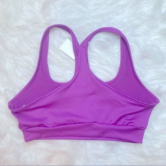 Week-end Mesh Insert Purple Unlined Lounge Racerback Sports Bra - Picture 5 of 5